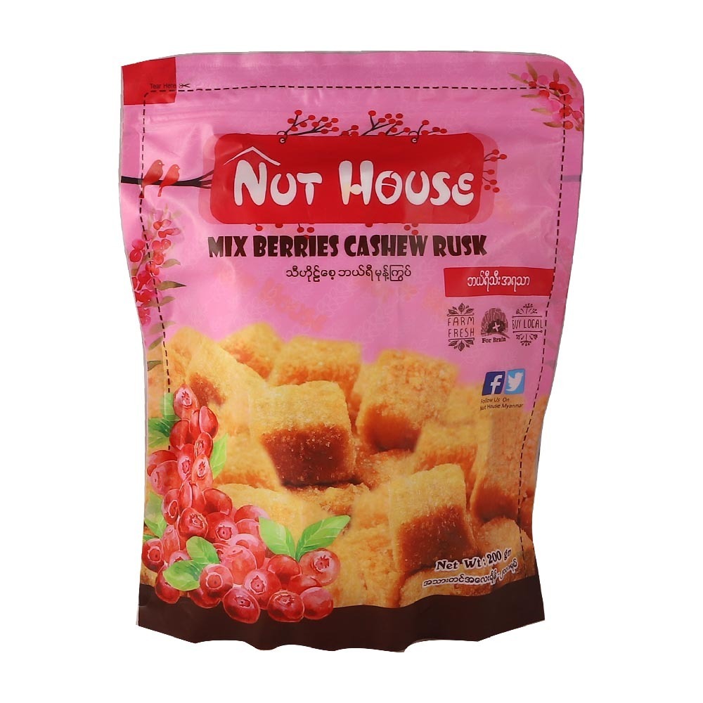 Nut House Mix Berries Cashew Rusk 100g